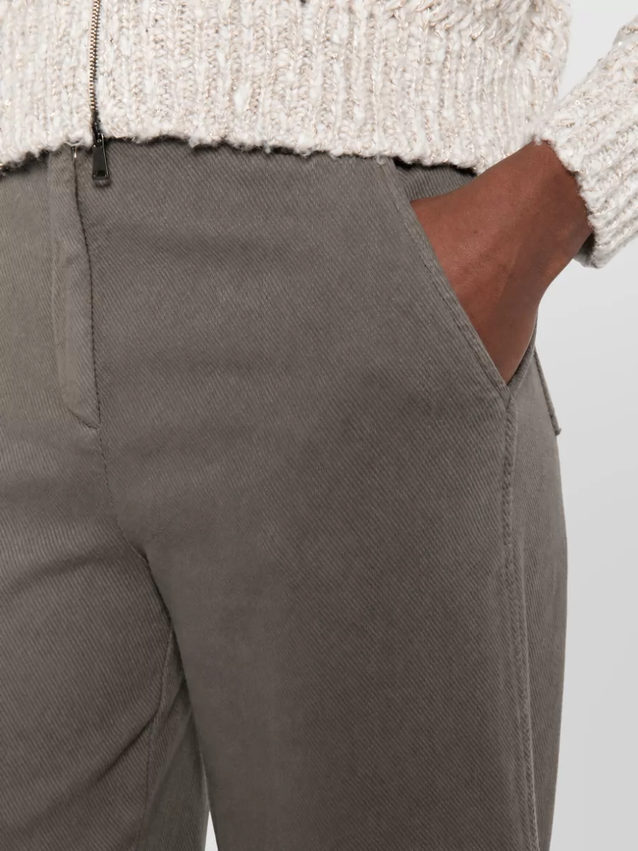 Via Masini 80 Cotton Twill High-Rise Straight-Leg Trousers