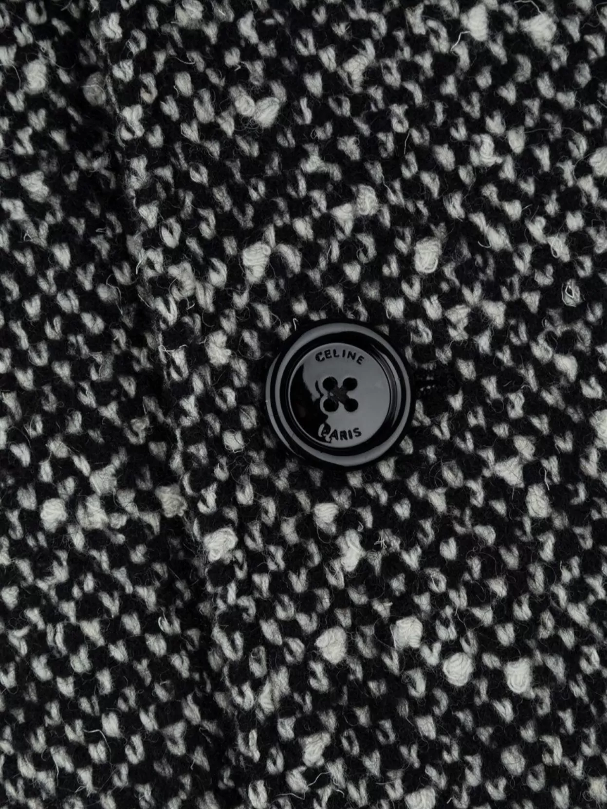 Celine Camden Wool Tweed Coat With Button Closure And Side Pockets In Multi