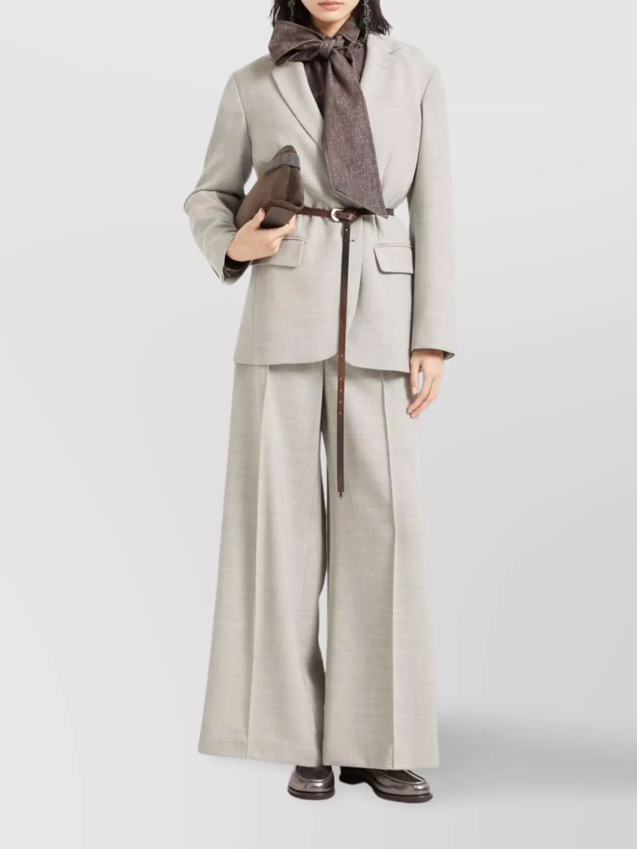 Brunello Cucinelli Long Sleeve Collared Top With Chest Pockets