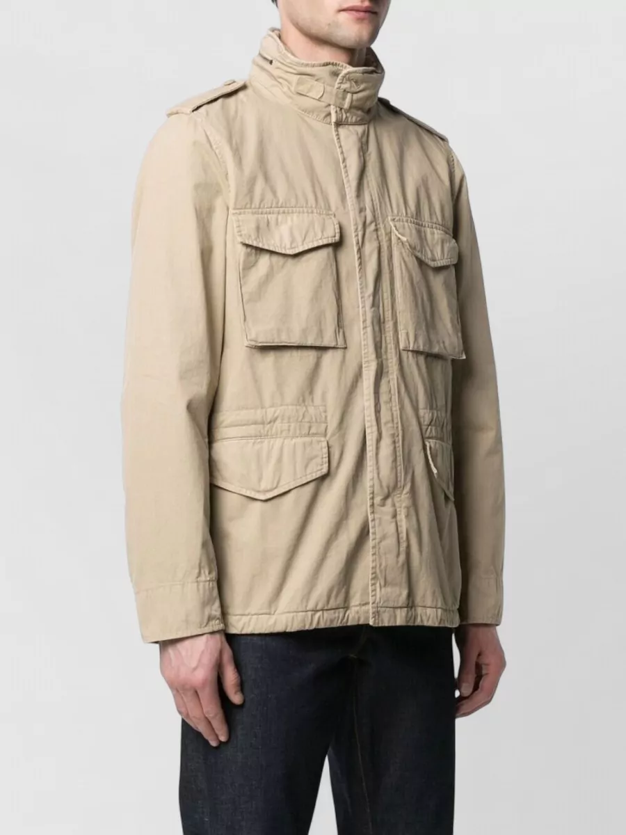 Aspesi Utility Jacket Adjustable Waist Epaulettes High Collar