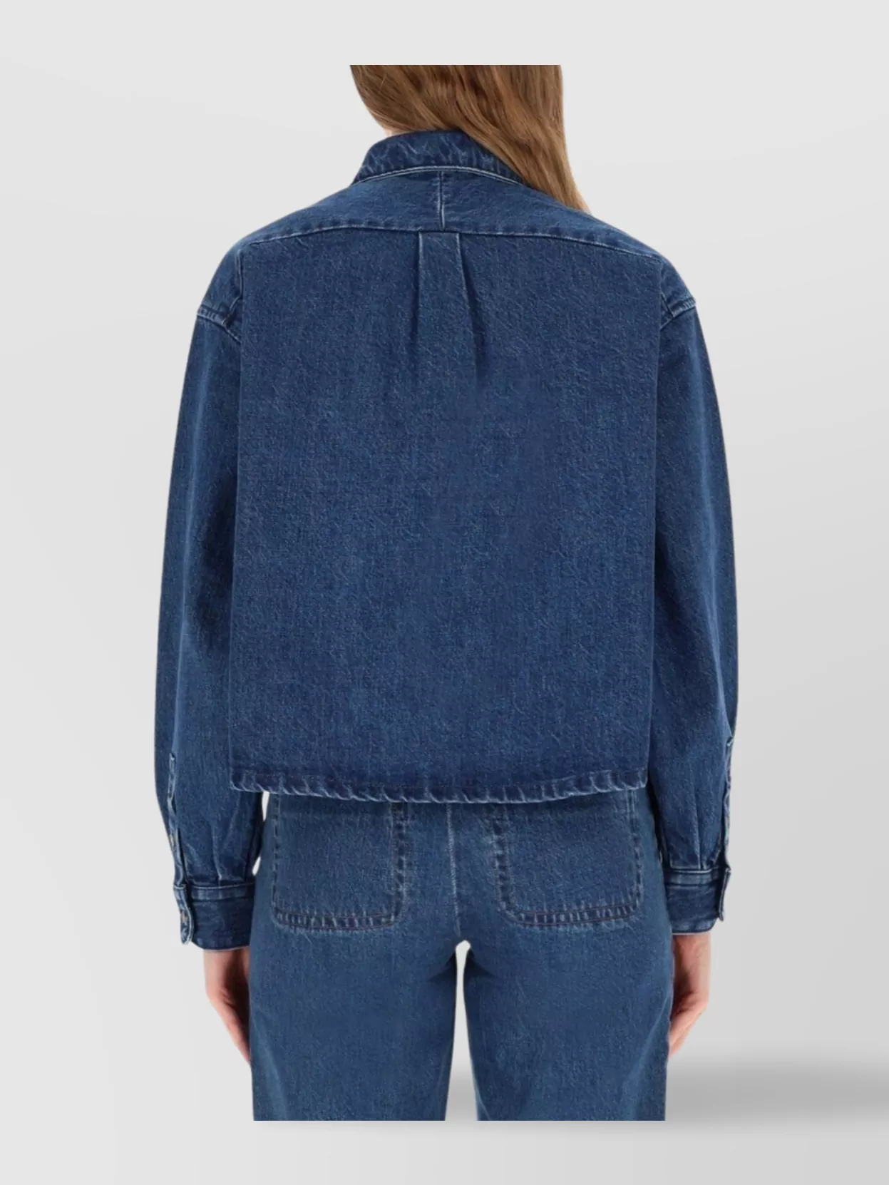 Apc Long Sleeve Collared Top With Chest Pocket In Blue