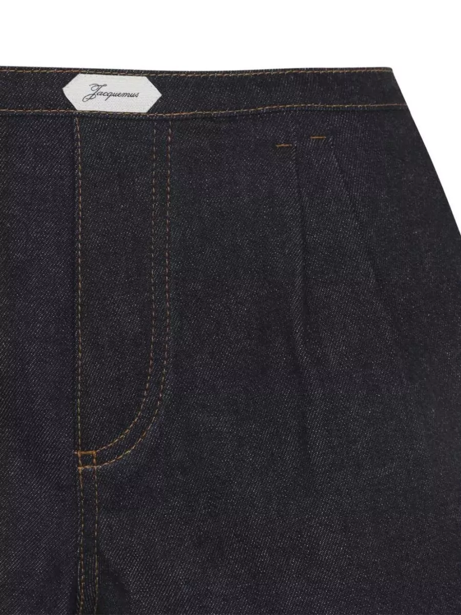 Jacquemus Pleated Denim Short Shorts
