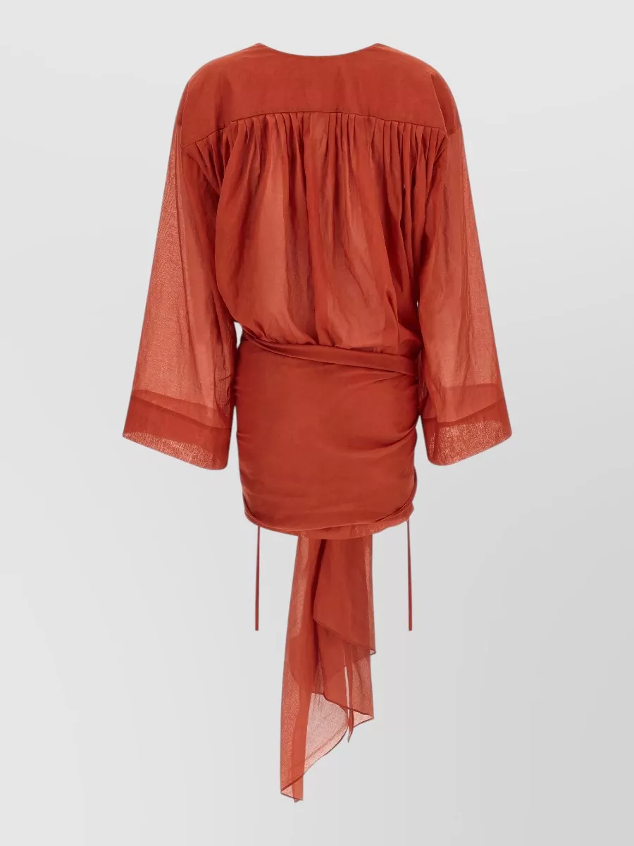 The Andamane Cotton Mini V-Neck Long-Sleeve Dress