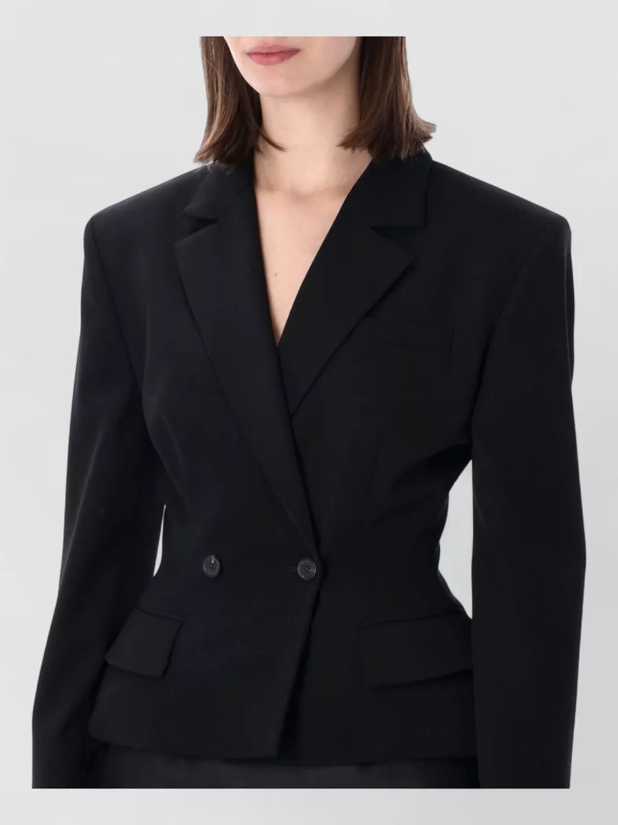 Magda Butrym Wool Cropped Double-Breasted Peplum Blazer