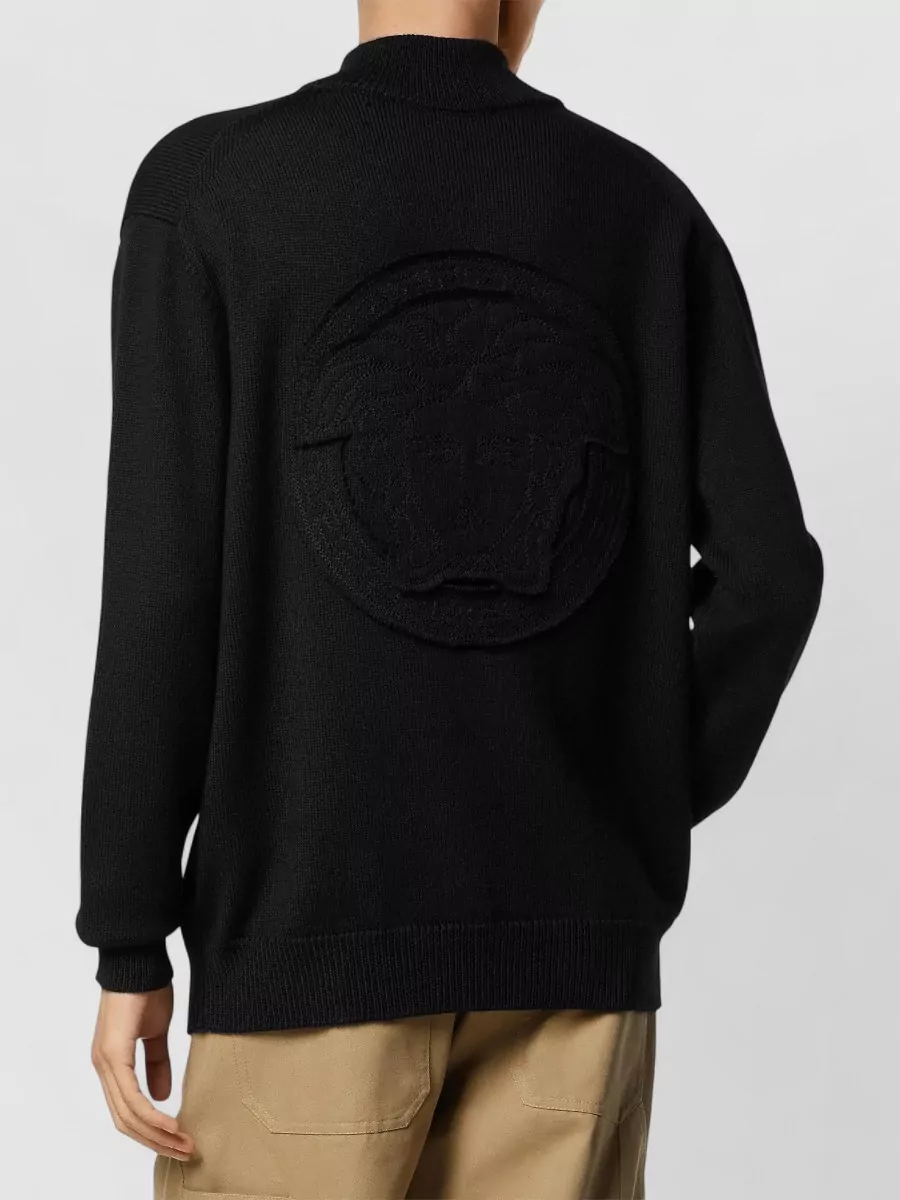 Versace Wool Blend Half Zip High Neck Sweater