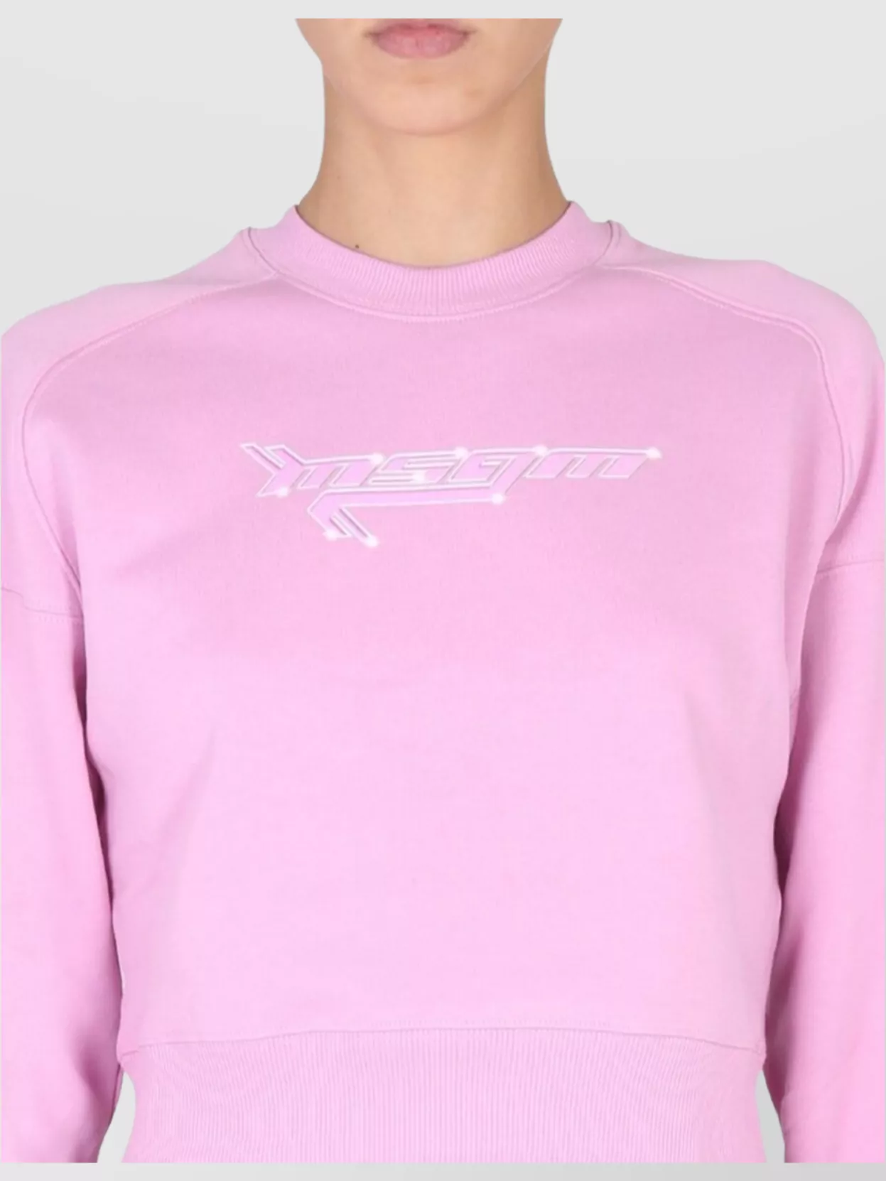 Msgm Cropped Knitwear Logo Cross-Neck