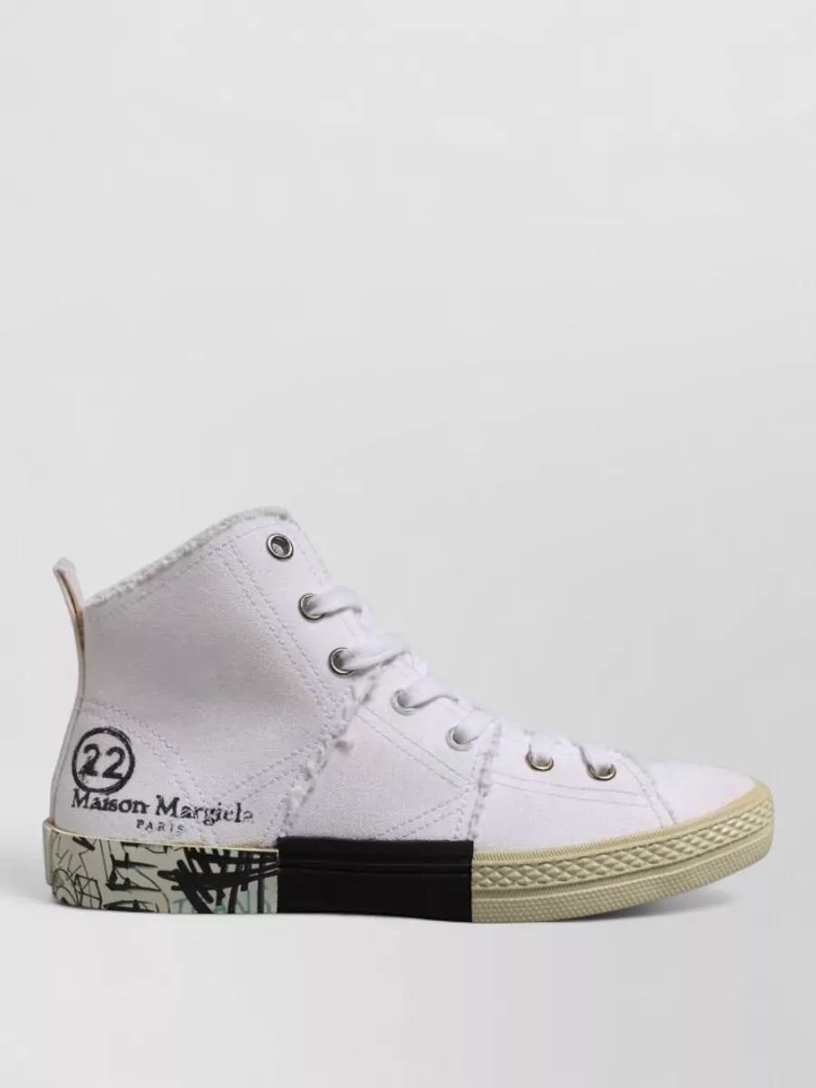 Maison Margiela Cotton Lace-Up Mid-Top Sneakers