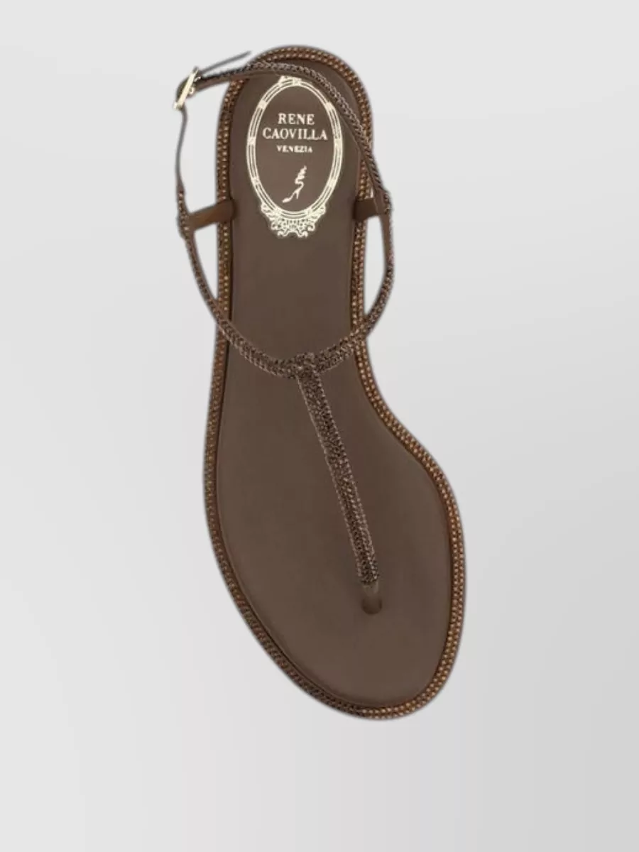 Rene Caovilla Satin Flat Sandals