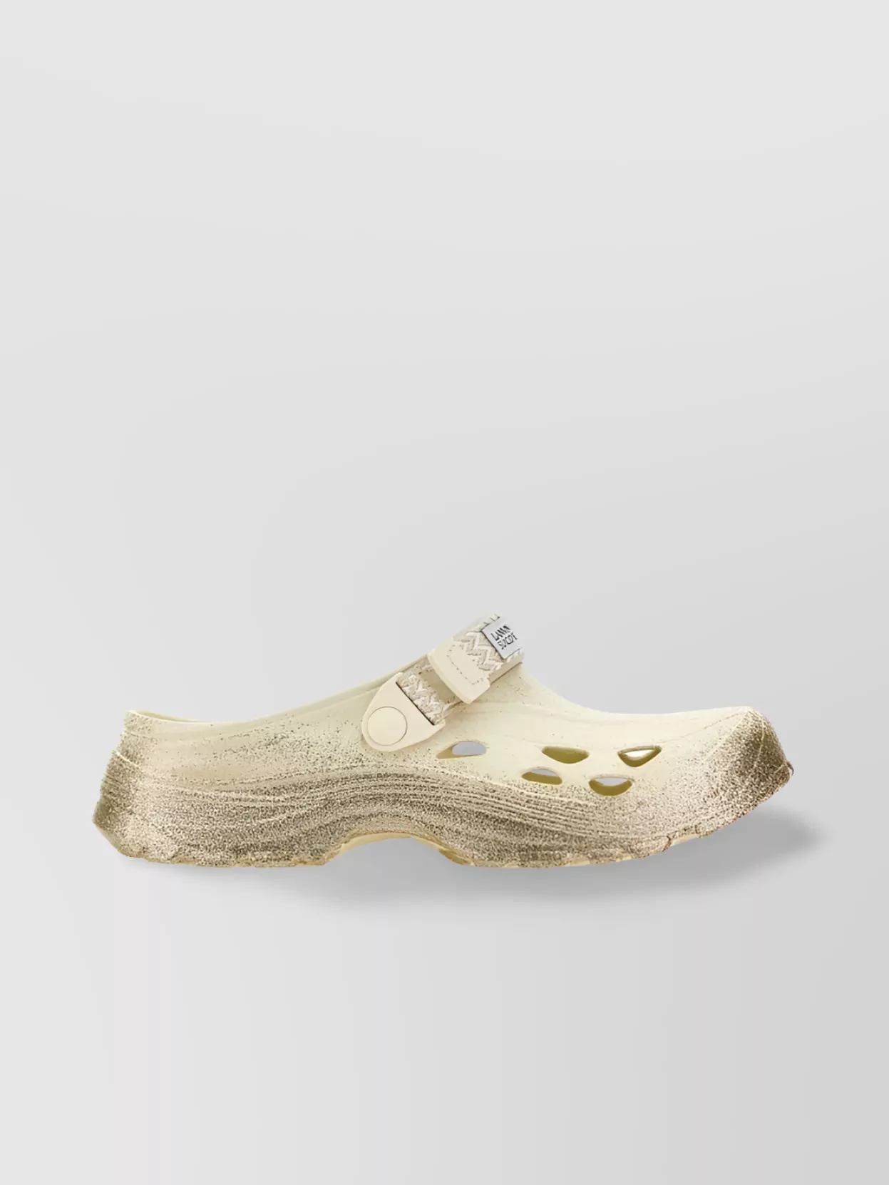 Shop Lanvin Round Toe Glitter Slip-ons With Ventilation Holes In Beige