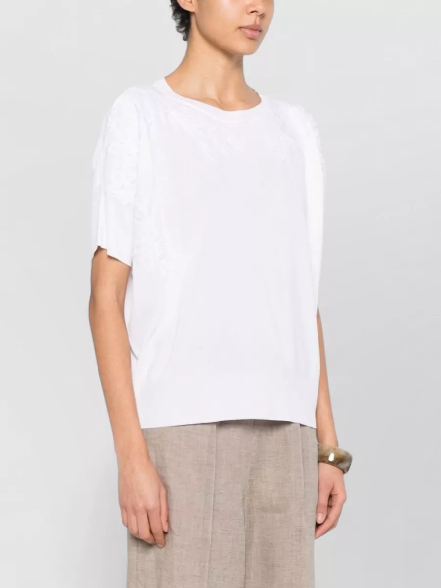 Ermanno Firenze Cotton Lace Panel Short-Sleeve T-Shirt