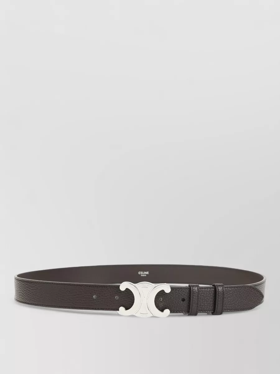 Celine Textured Leather Belt Silver-Tone Hardware