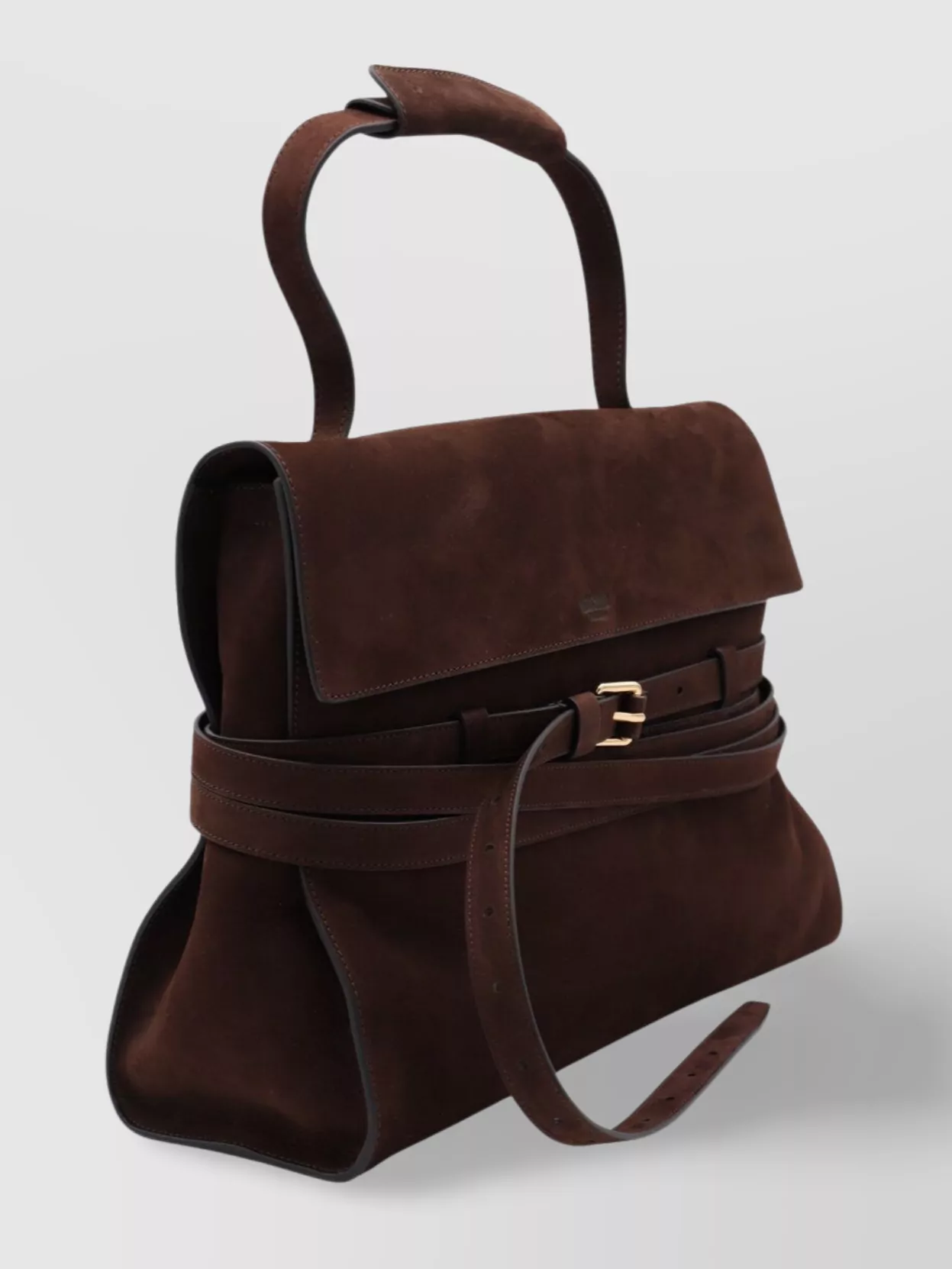 Moschino Strap Detail Suede Top Handle Bag
