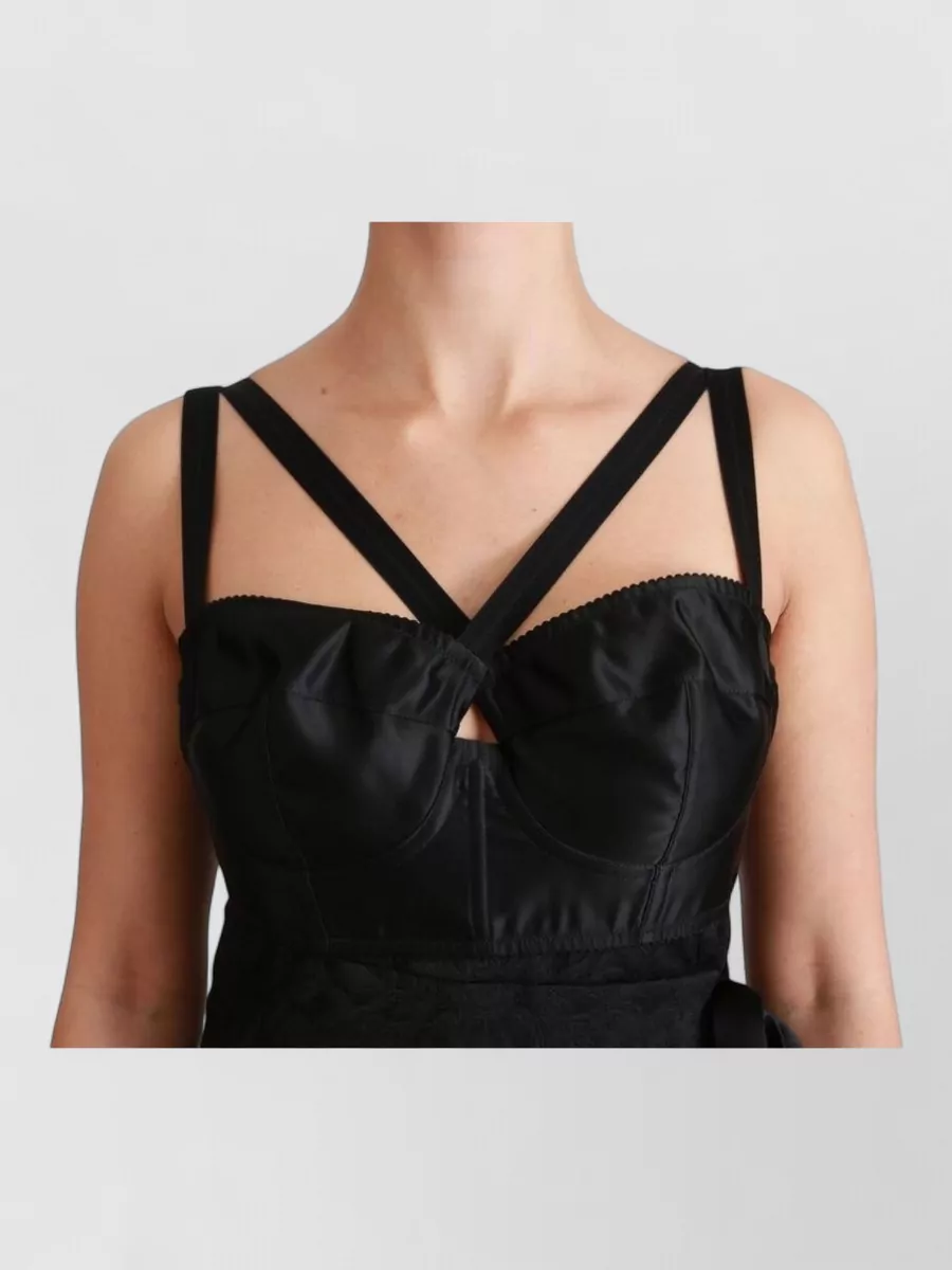 Dolce&Gabbana Silk Jacquard Sleeveless Sweetheart Neck Wrap Mini Dress