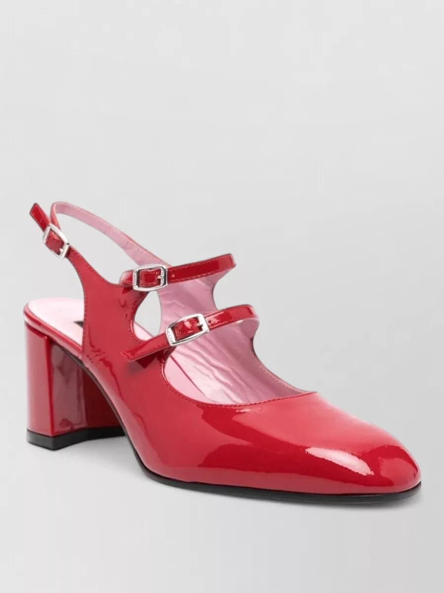 Carel Paris patent leather double-strap slingback pumps
