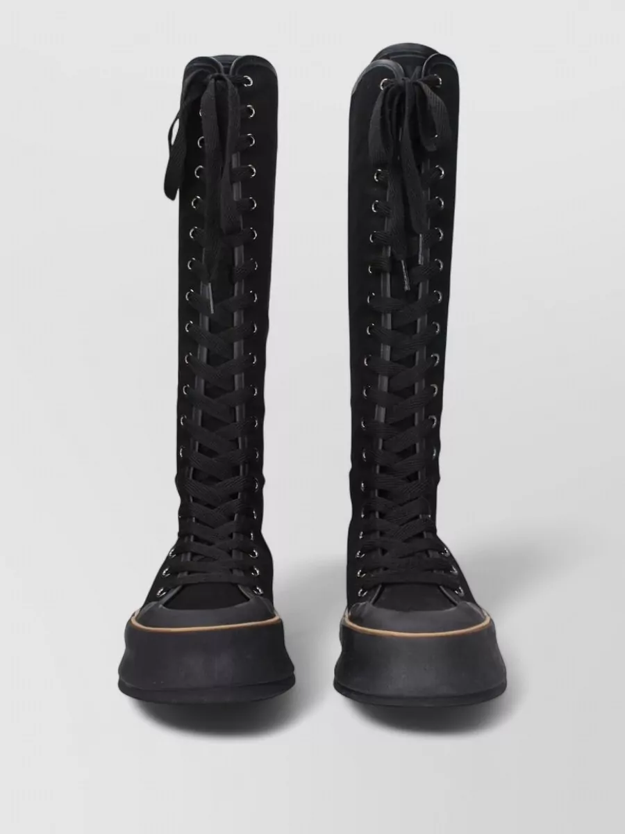 Max Mara canvas lace-up platform boots