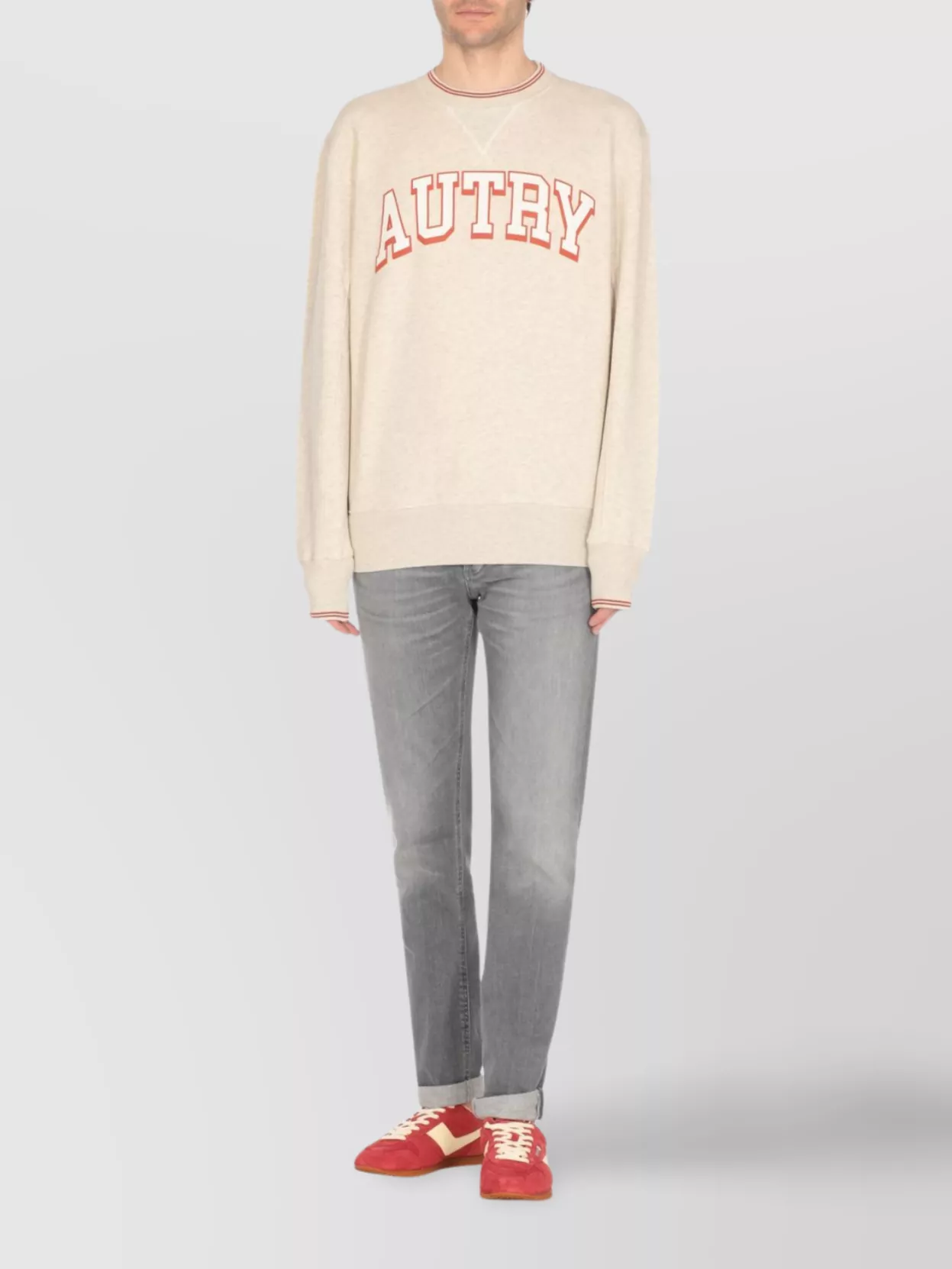 Autry Ribbed Crew Neck Sweatshirt With Long Sleeves
