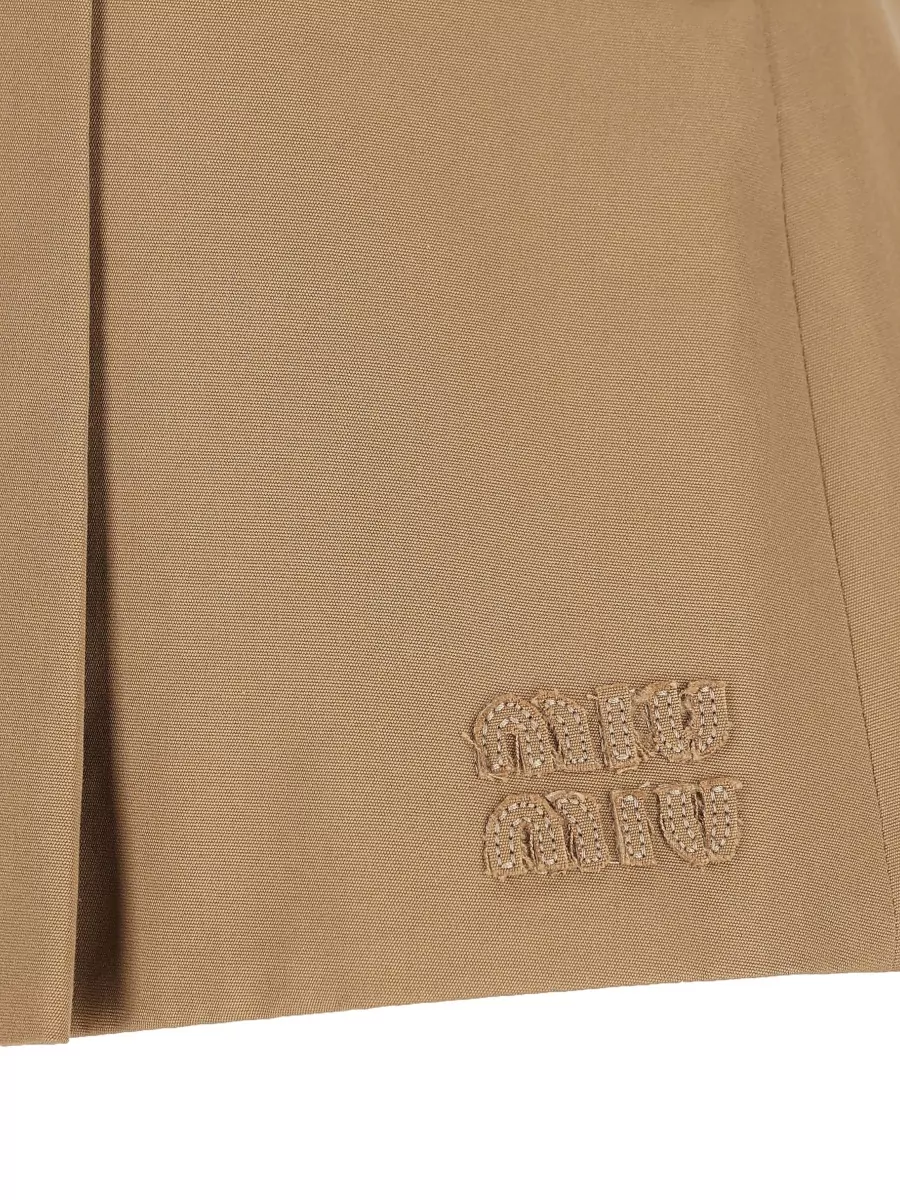 Miu Miu Cotton Pleated Mini Skirt