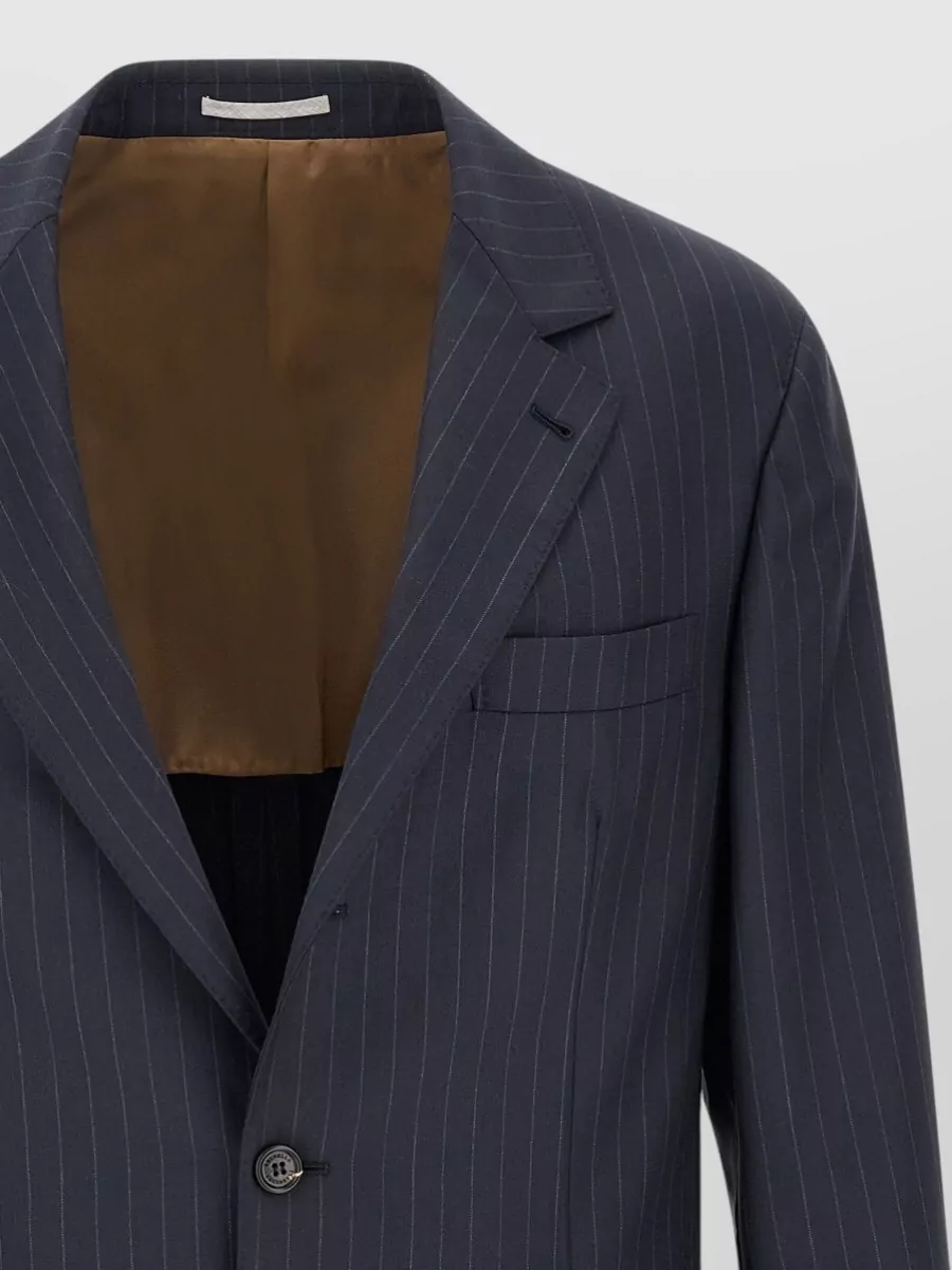 Brunello Cucinelli Pinstriped Virgin Wool Single-Breasted Blazer