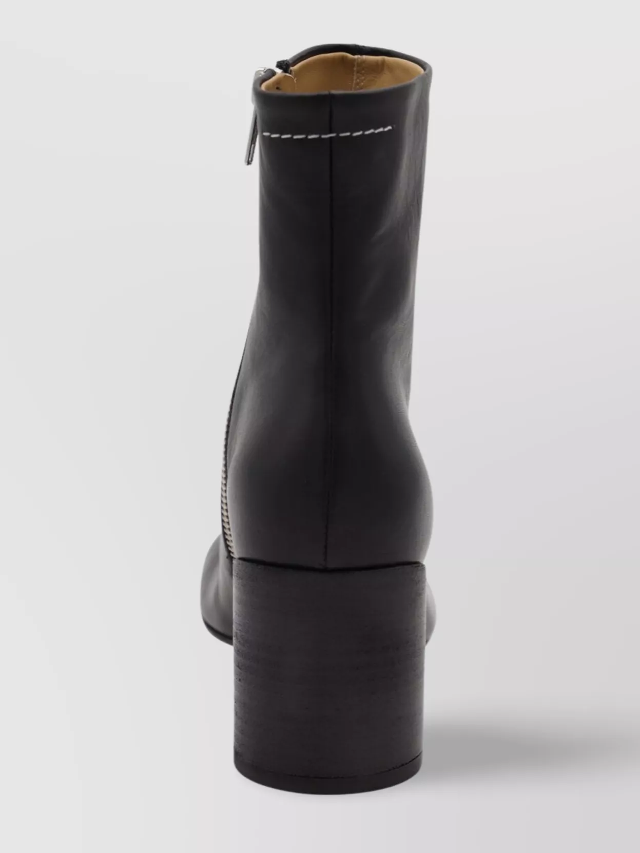 Mm6 Maison Margiela Block Heel Ankle Boots With Round Toe In Black