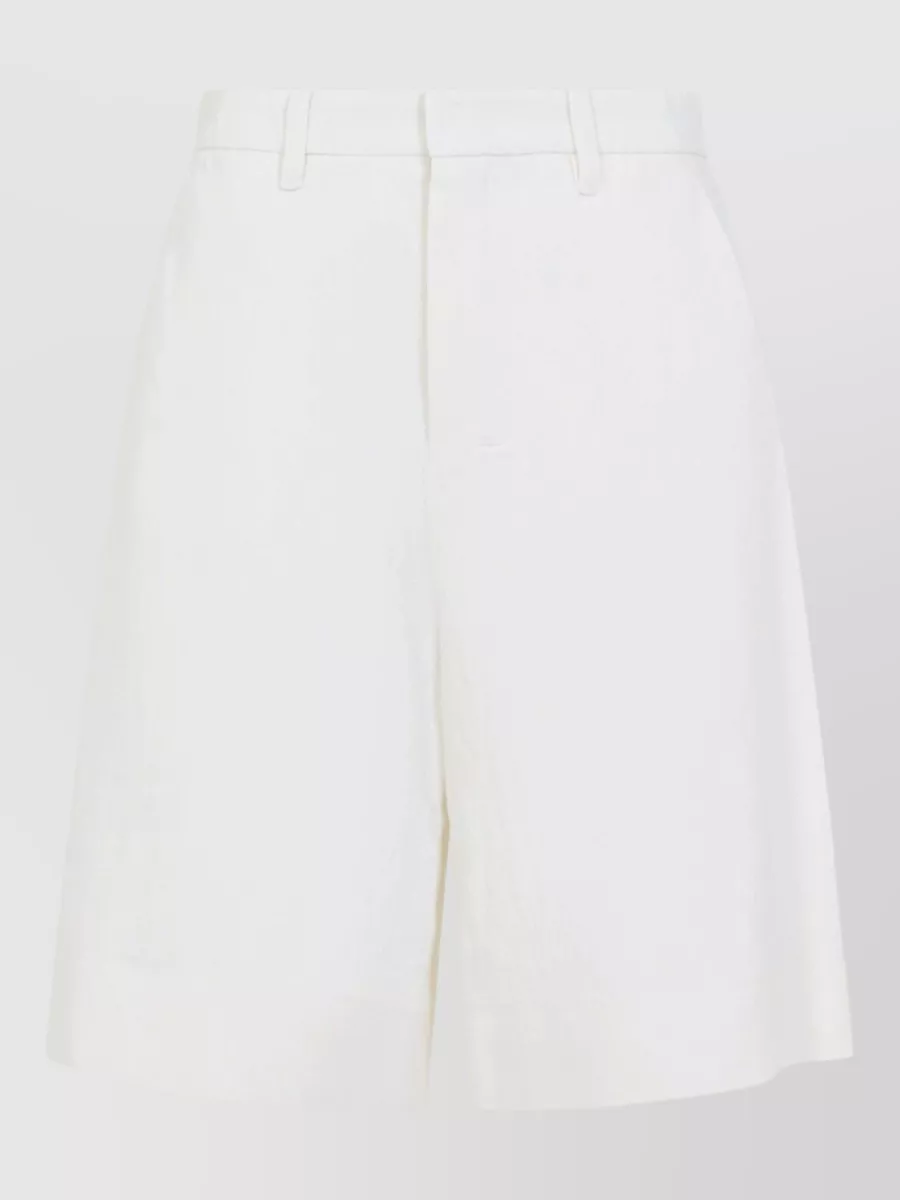 S Max Mara Cotton And Linen High-Rise Straight-Leg Bermuda Shorts