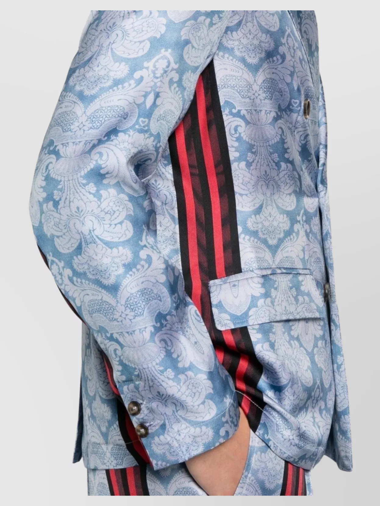 Pierre Louise Mascia Double Breasted Blazer Striped Detail In Blue