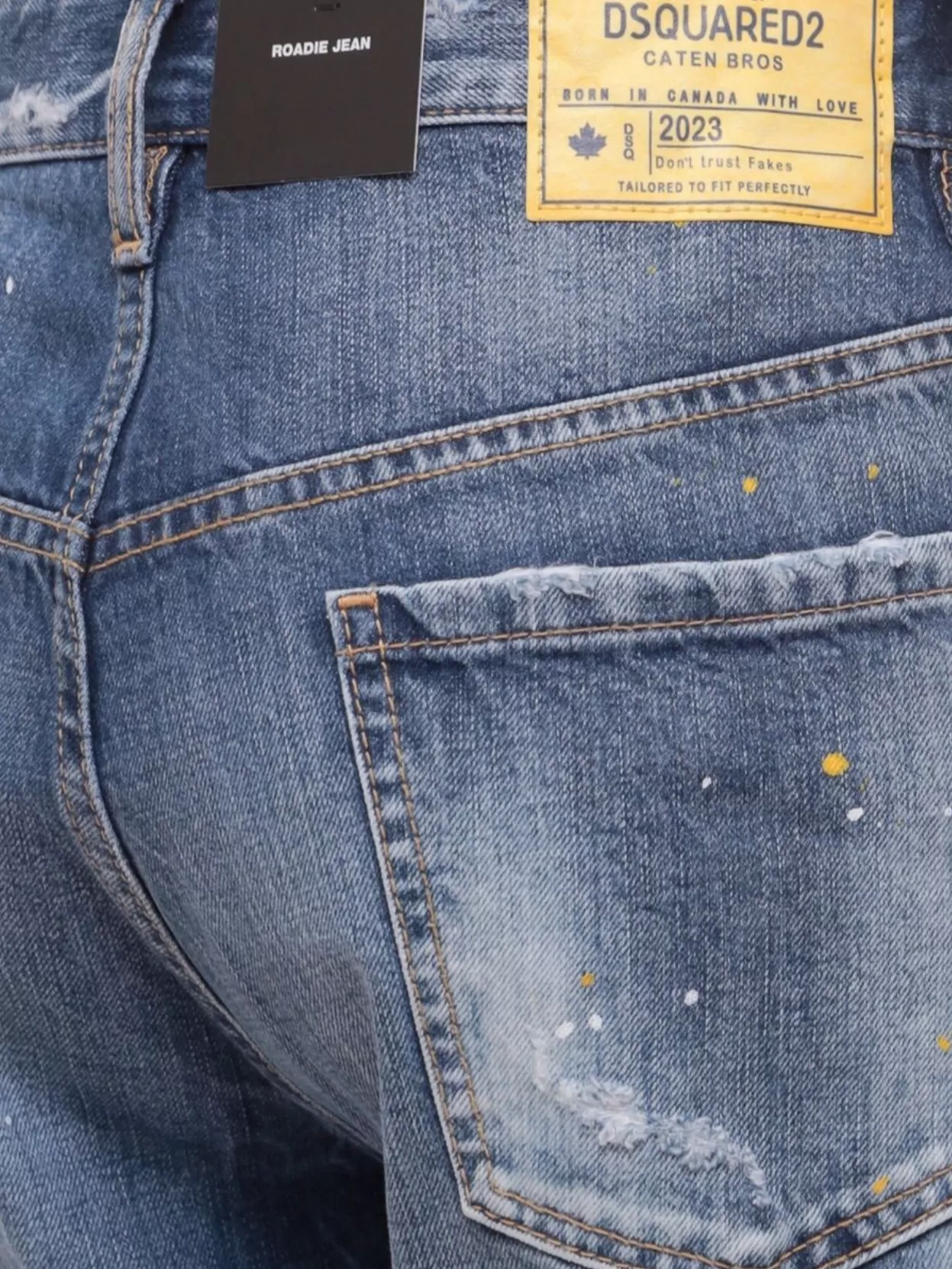 Dsquared2 Ripped Effect Denim Jeans With Paint Stains In Blue