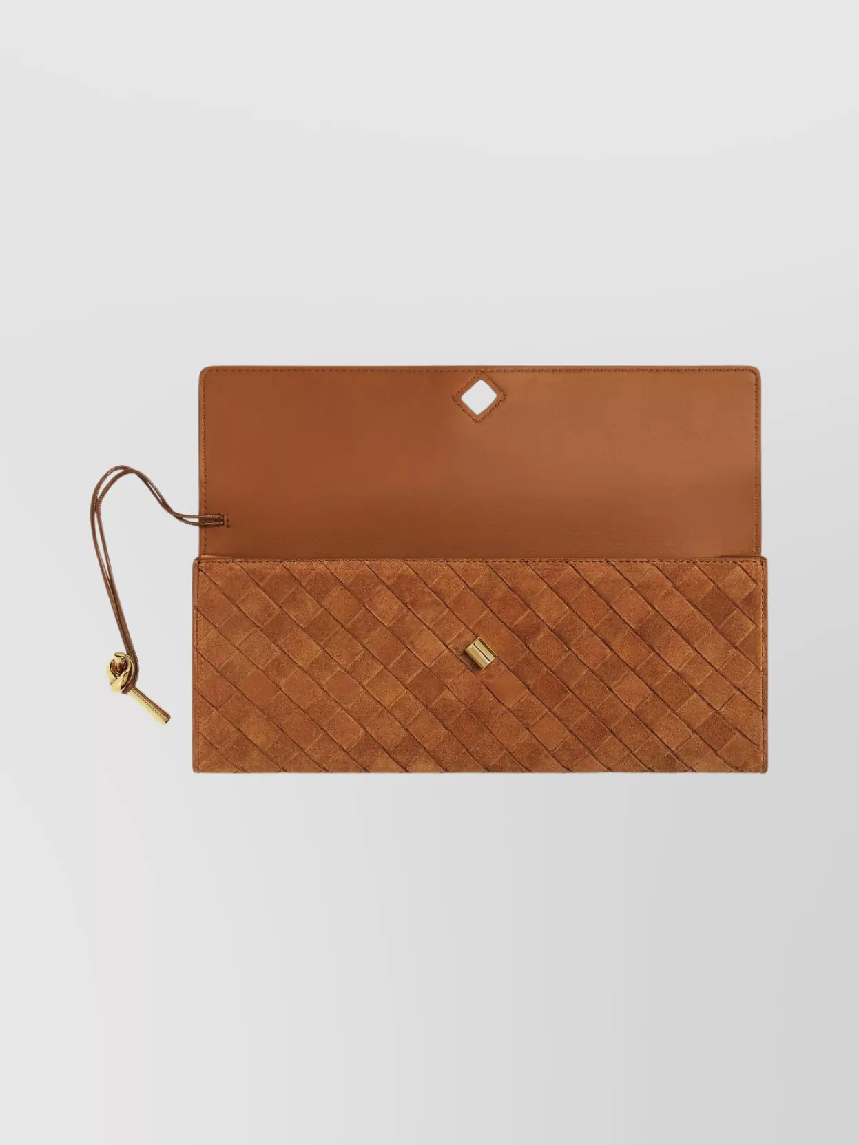 Bottega Veneta Intrecciato Suede Clutch Metal Handle