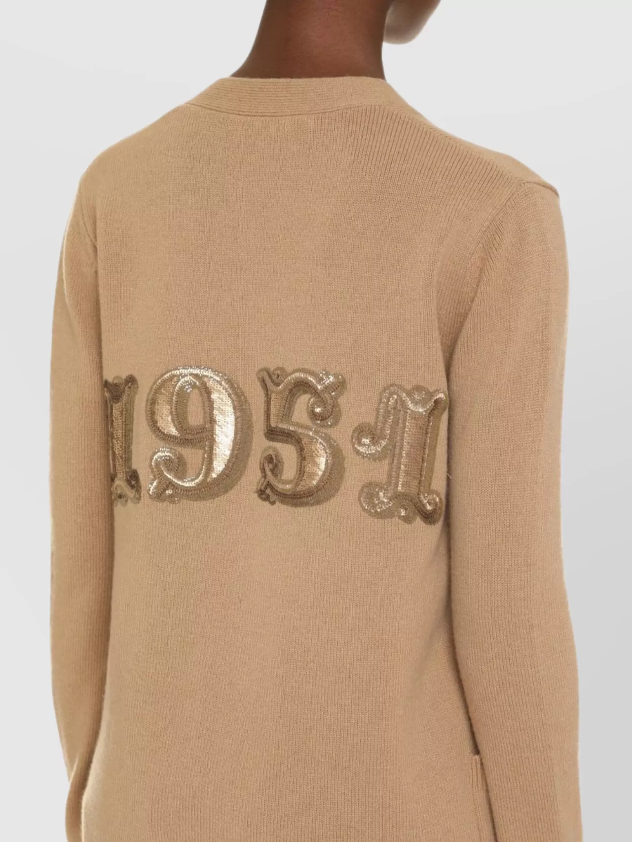 Max Mara Wool And Cashmere Cardigan With Embroidered Detail In Nude