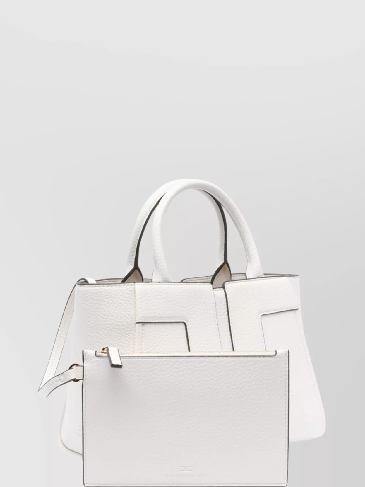 ELISABETTA FRANCHI STRUCTURED TEXTURED HANDBAG HANDLES STRAP ACCENTS
