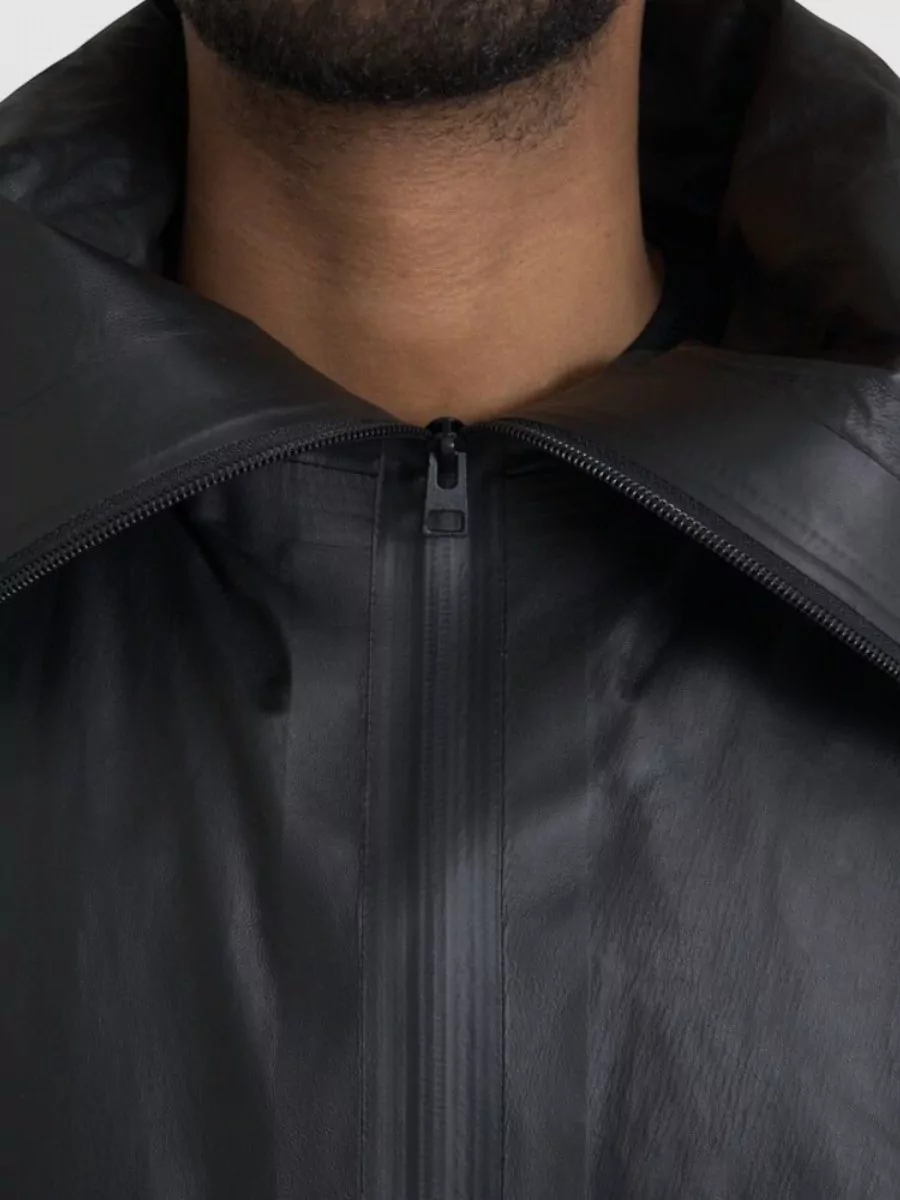 Bottega Veneta Lamb Leather Hooded Asymmetric Parka Jacket