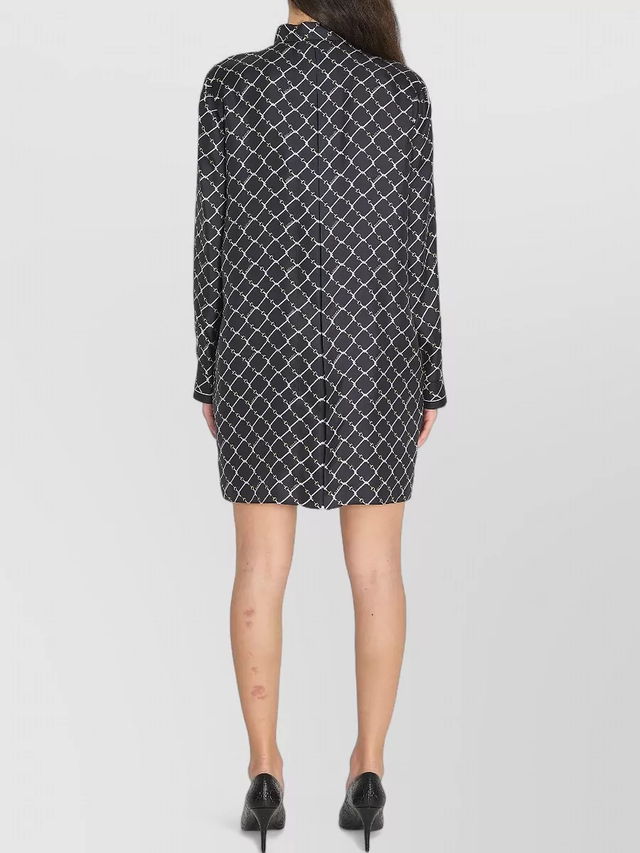 Gucci Silk Twill Mini Dress Bow Neckline