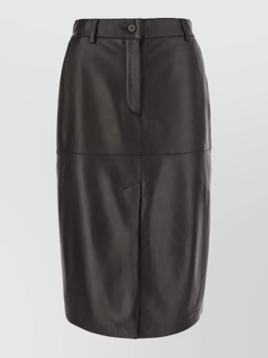 Parosh lamb leather knee-length pencil skirt