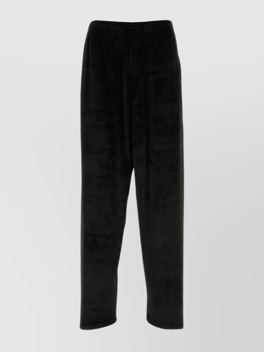 Shop Balenciaga Baggy Velvet Trousers With Wide-leg Cut In Black