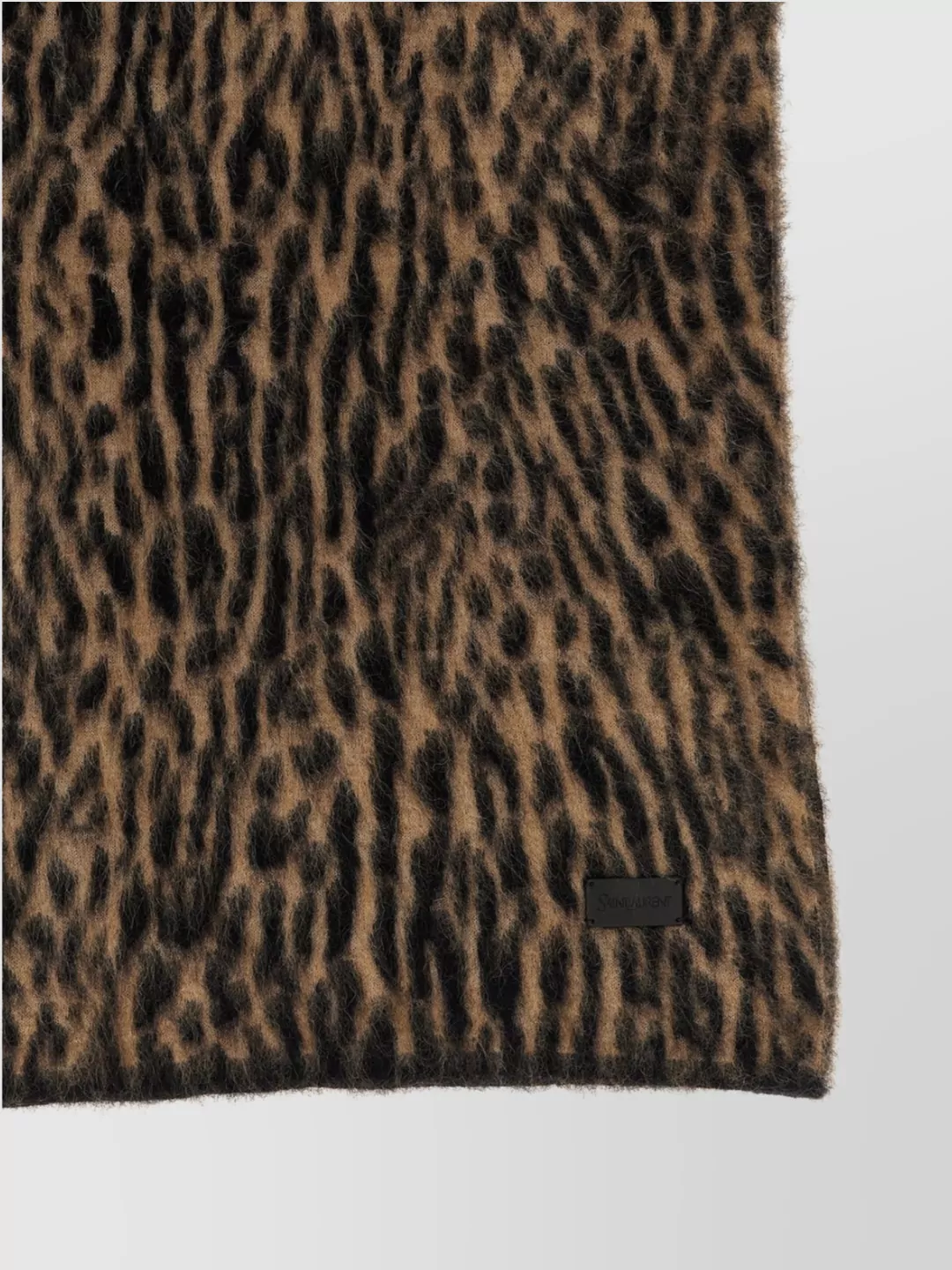 Saint Laurent Mohair Scarf With Leopard Pattern And Soft Texture