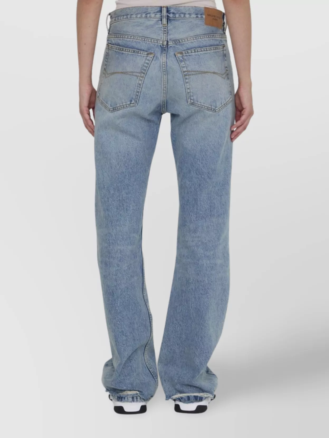 Balenciaga Women Low Waist Straight Jeans In Blue