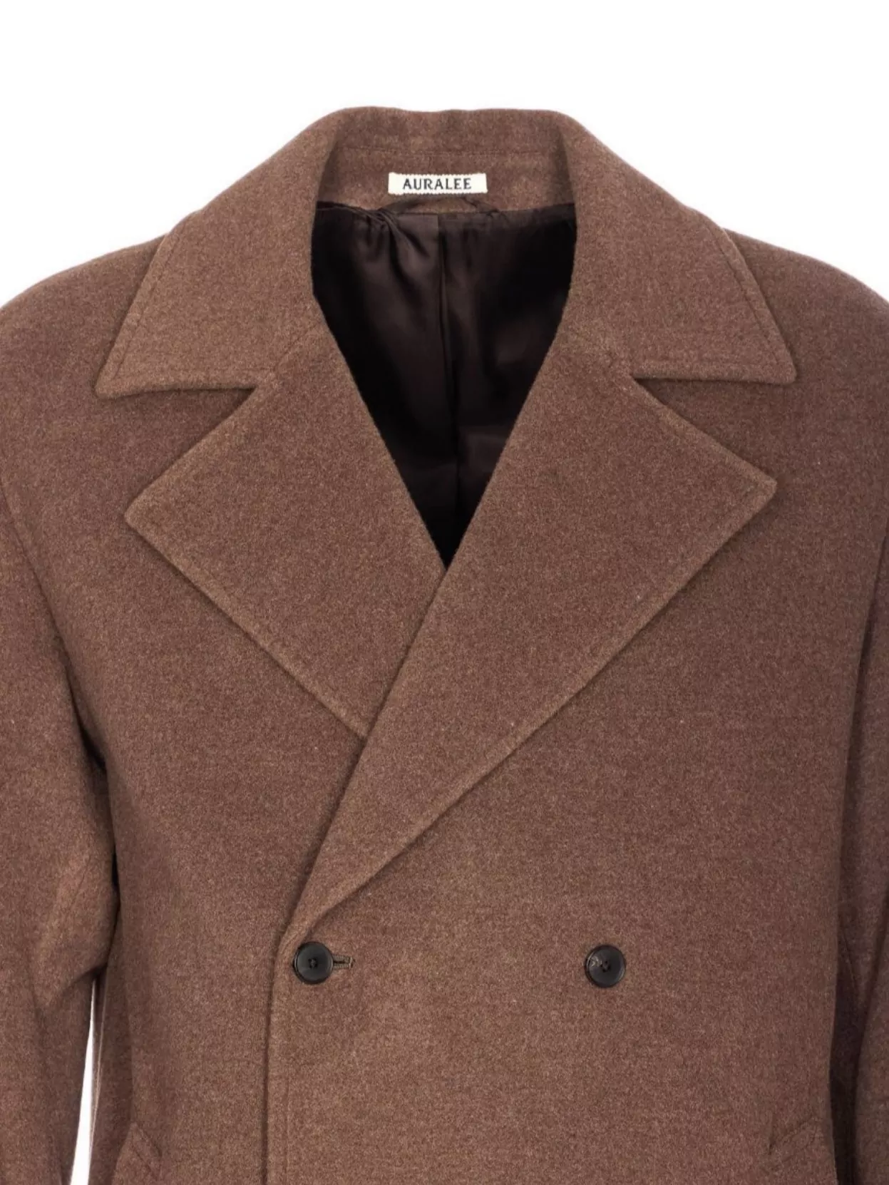 Auralee Long Sleeve Wool Coat V-Neck Design