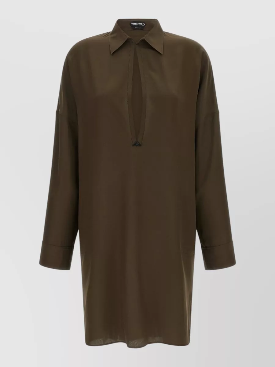 Tom Ford silk long-sleeve asymmetric tunic midi dress