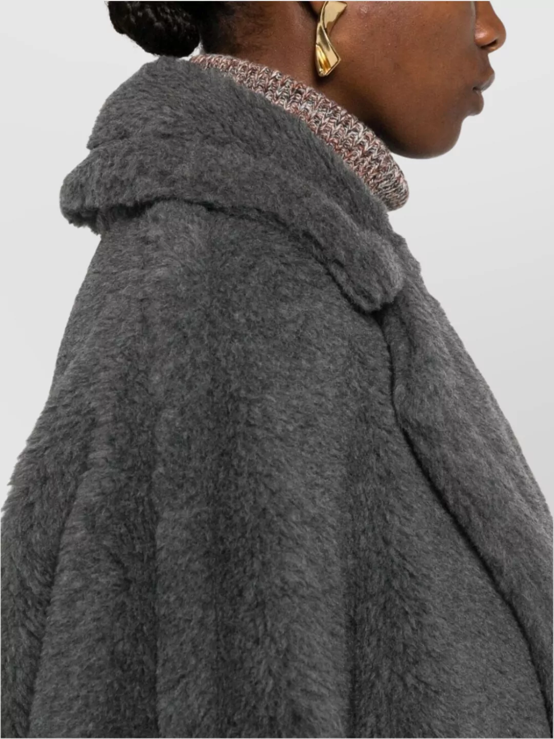 Max Mara Oversized Double-breasted Coat And Pockets In Gray