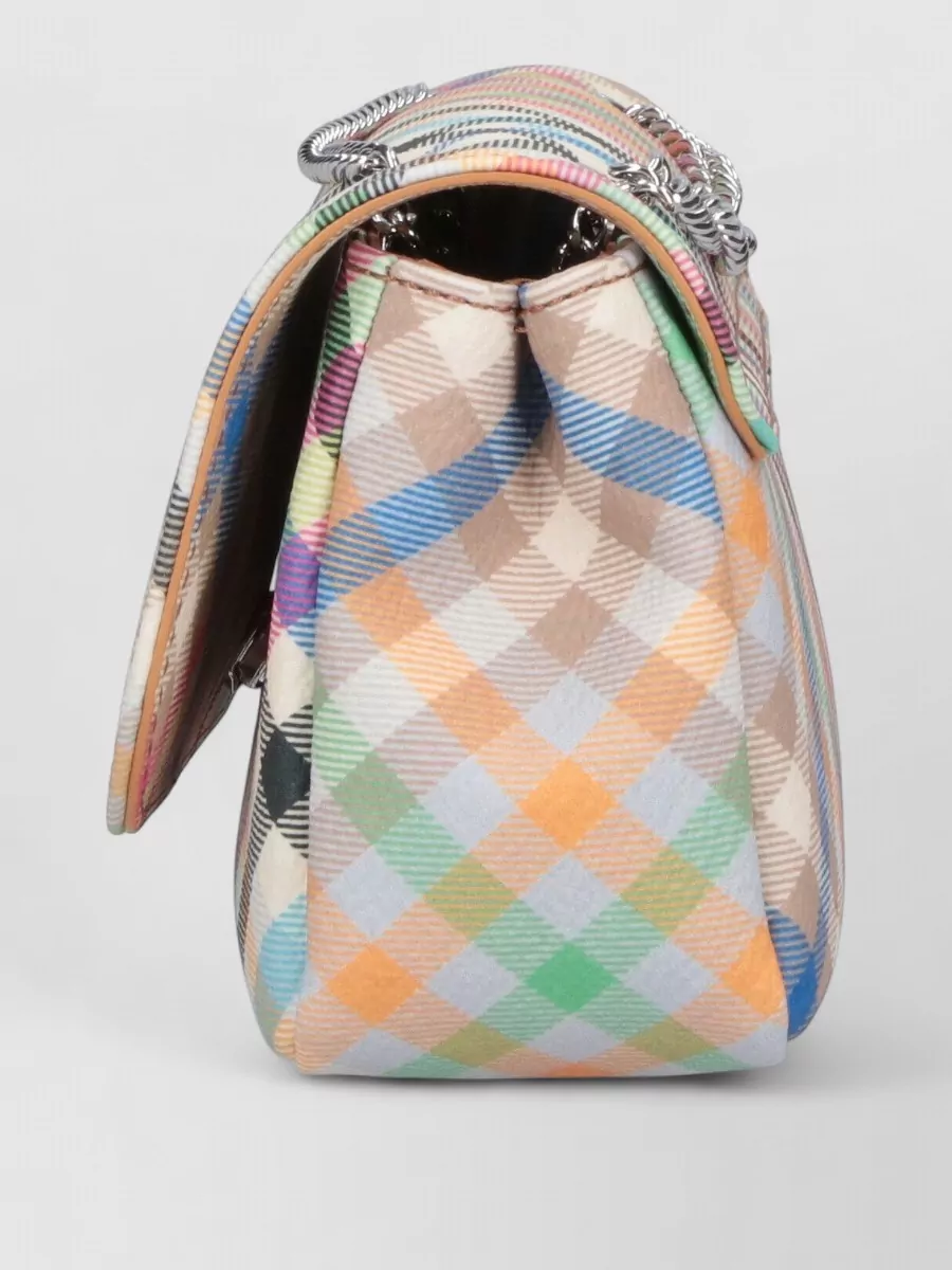 Vivienne Westwood Shoulder Bag Colorful Check Pattern Chain Strap