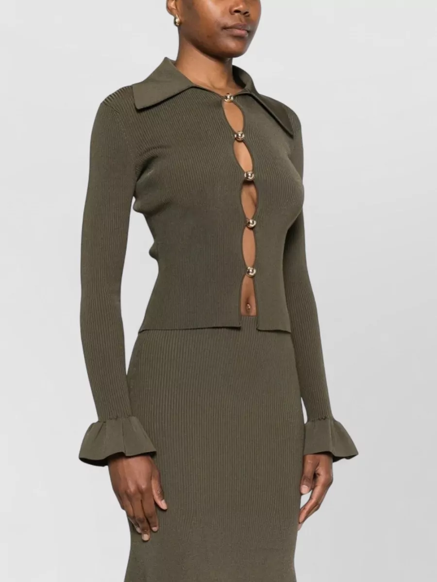 Self-Portrait Cutout Long-Sleeve Knitted Top