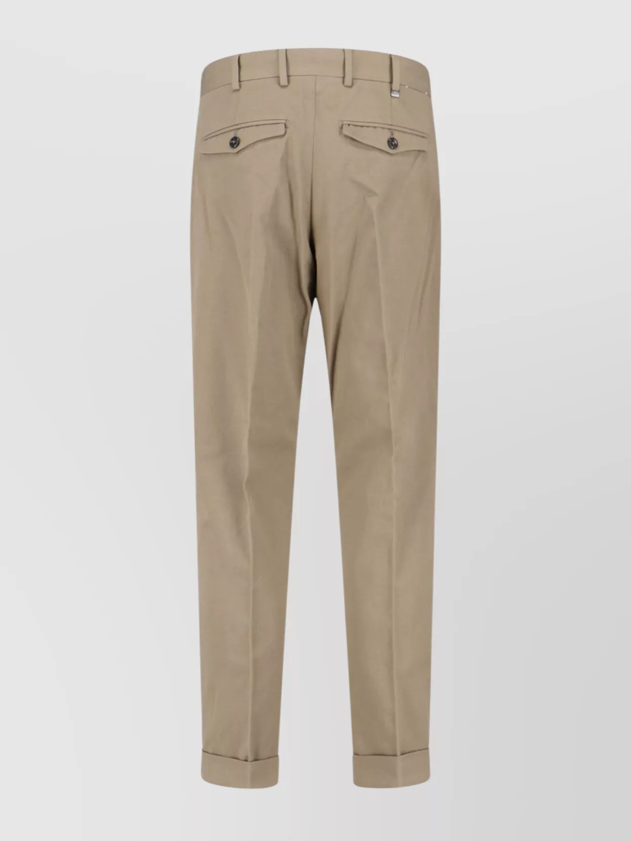 Pt Torino Straight Trousers With Belt Loops And Cuffed Hem In Neutral