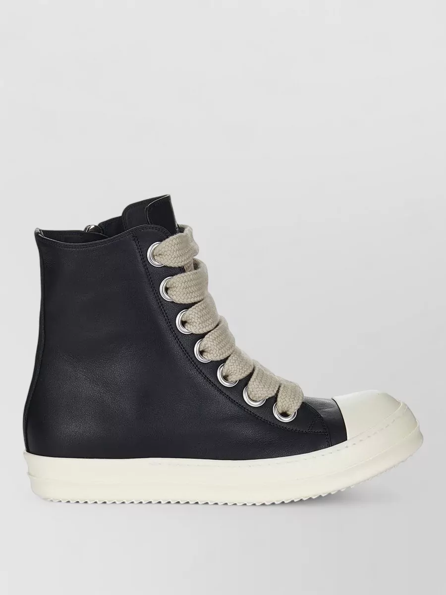 Rick Owens Leather Platform High-Top Sneakers
