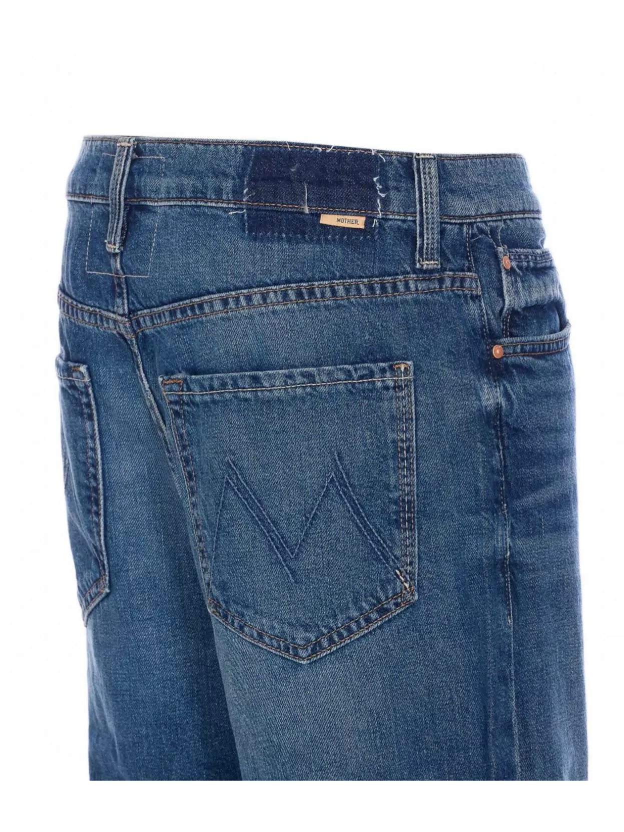 Mother Regular Fit Denim Trousers With Contrast Stitching