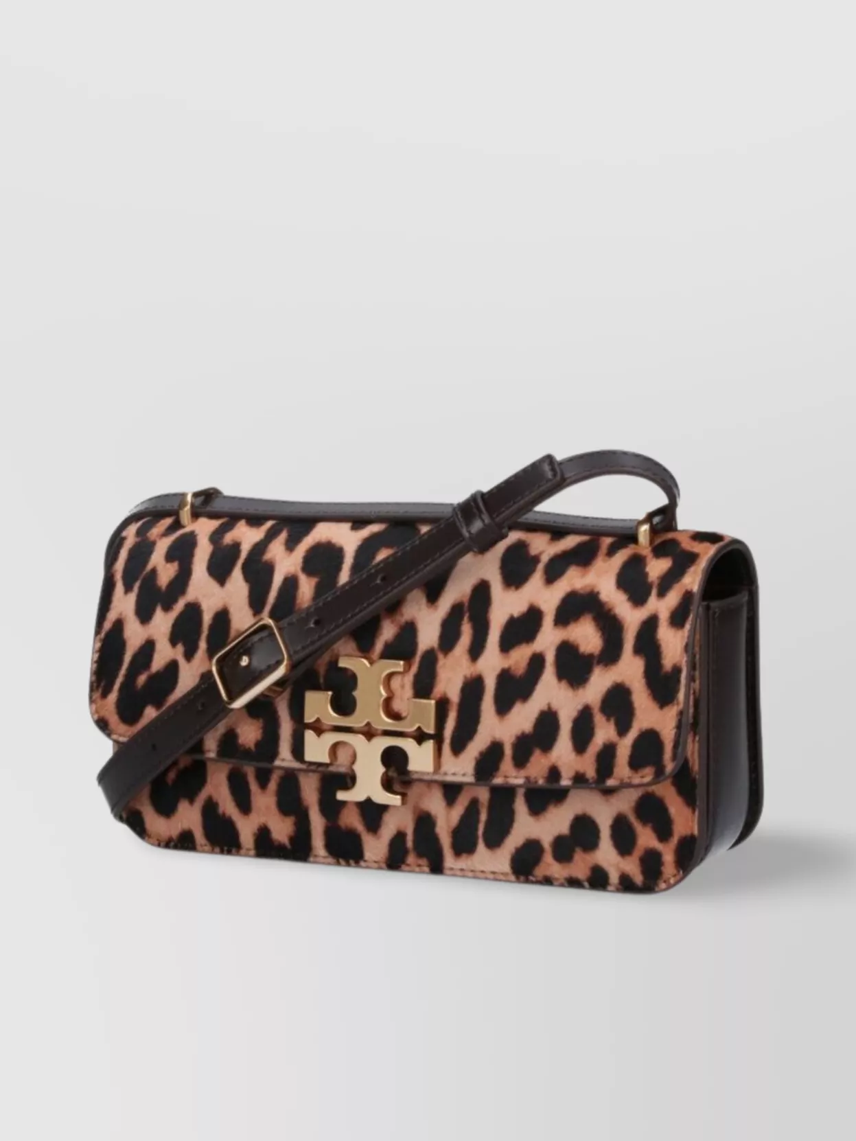 Tory Burch Leopard Print Shoulder Bag With Adjustable Strap In Brown