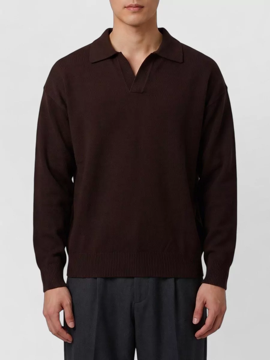 Roberto Collina merino wool ribbed long-sleeve polo shirt