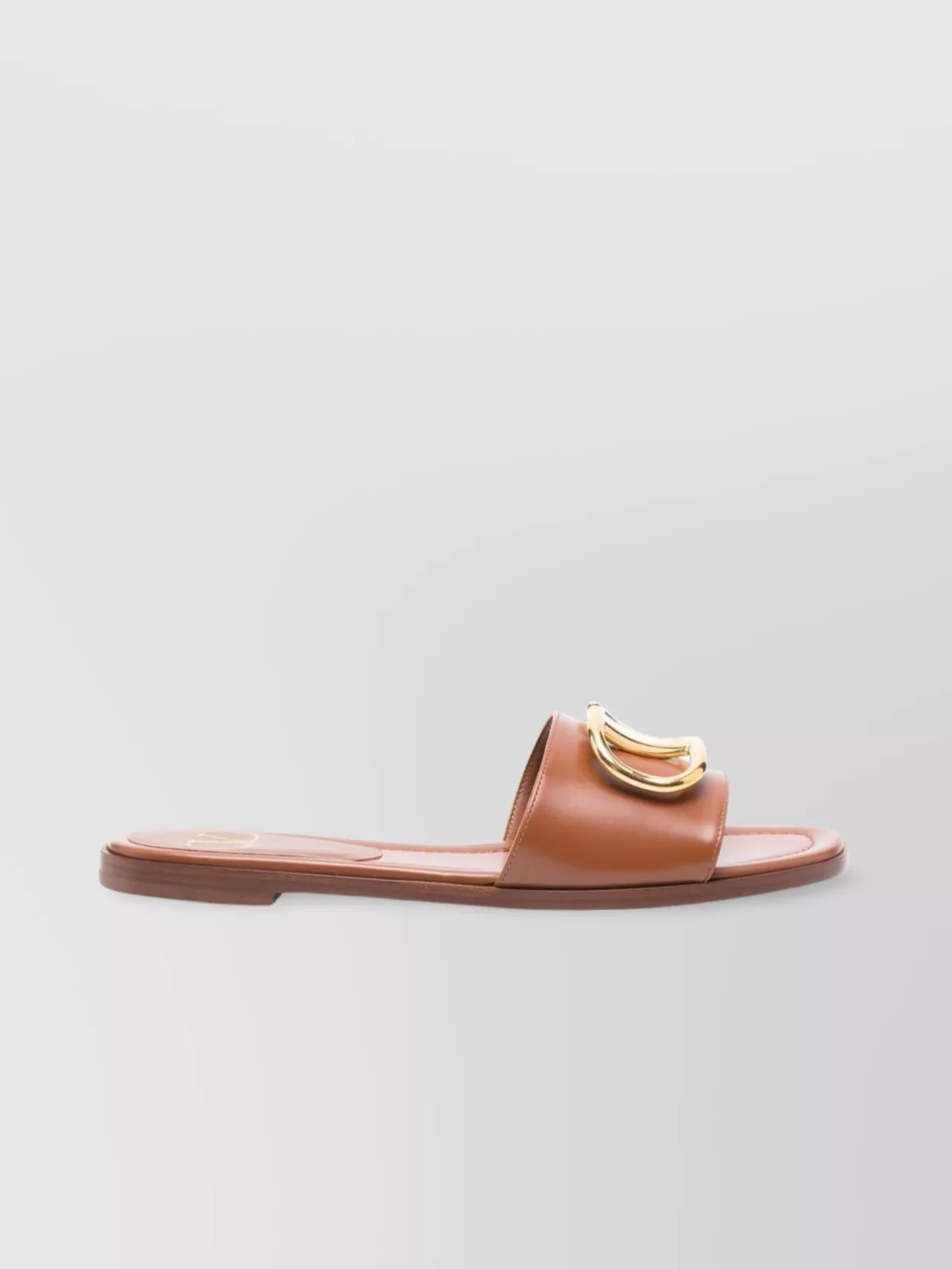 Valentino Flat Sole Open Toe Leather Sandals