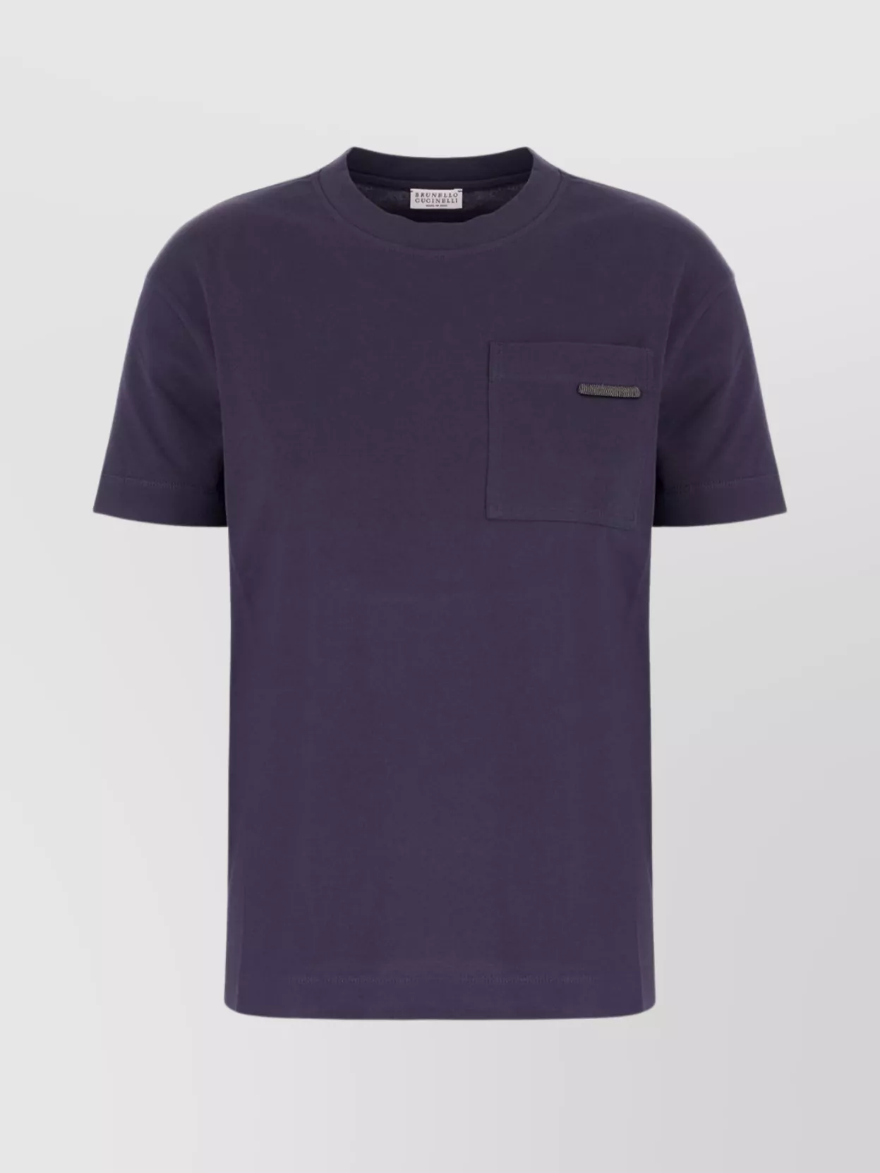 Brunello Cucinelli Crew Neck Cotton T-shirt With Chest Pocket In Purple