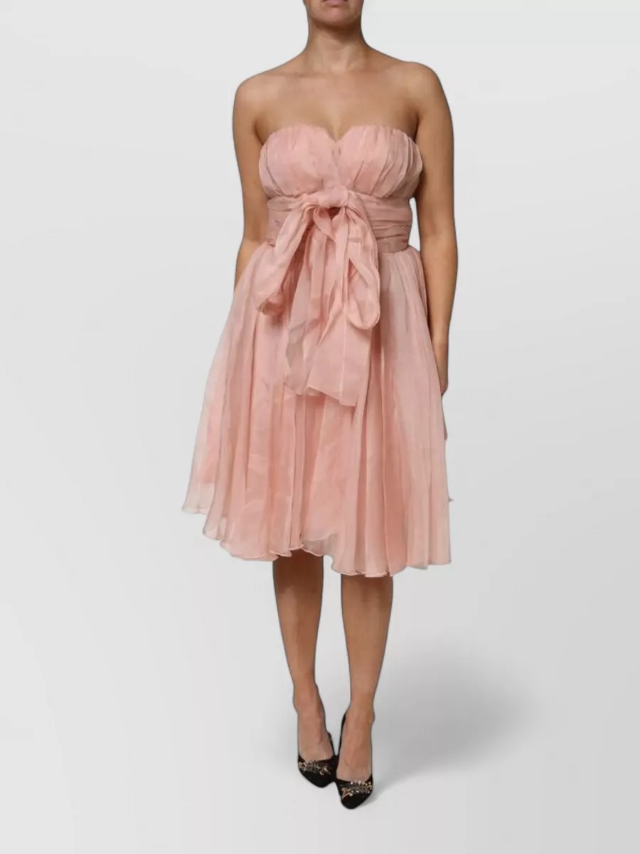 Dolce&Gabbana silk strapless pleated knee-length dress