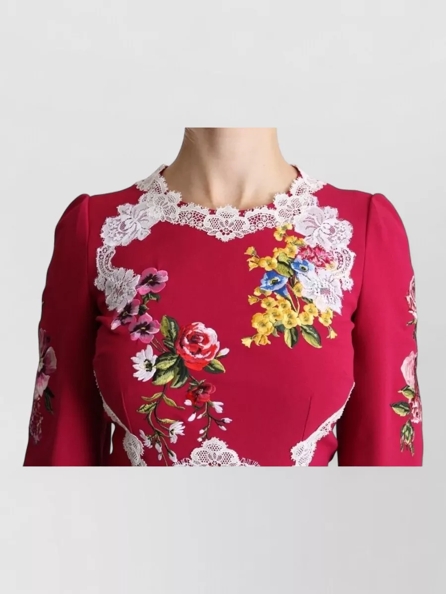 Dolce&Gabbana Floral Embroidered Sheath Midi Dress