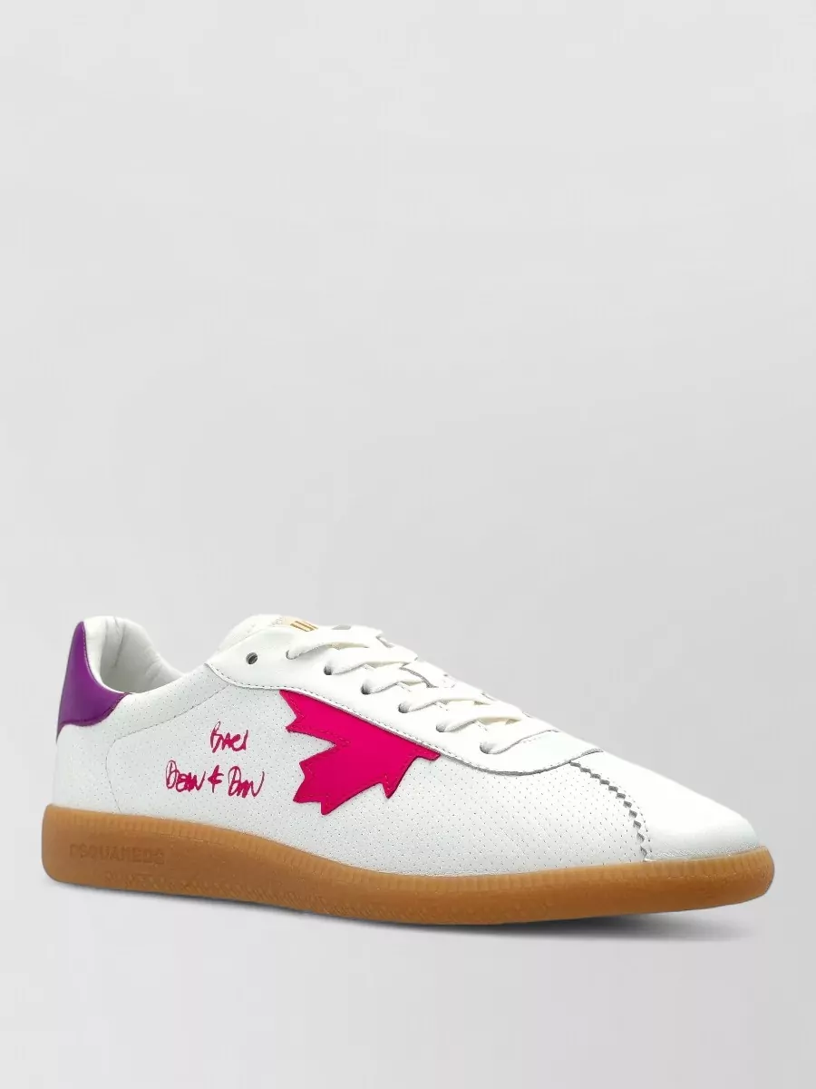 Dsquared2 Sneakers Contrast Heel Tab Perforated Detailing Rubber Sole